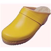yellow leather clogs