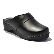 Toffeln leather black clogs