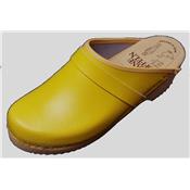 yellow leather clogs