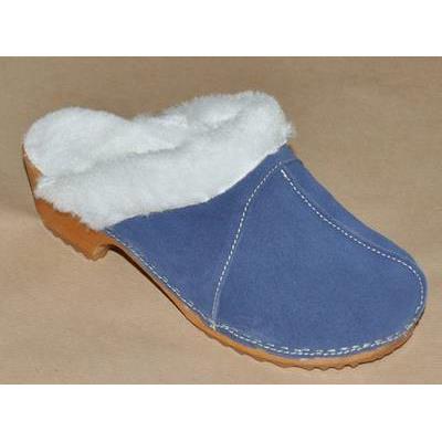 sabot bleu fourrure