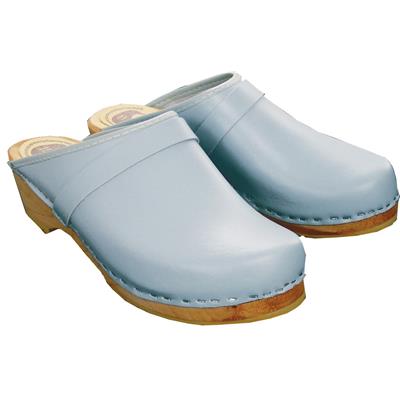 standard leather light blue clogs