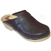 black snake leather clog