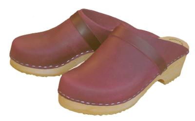 Sabot rouge cuir gras