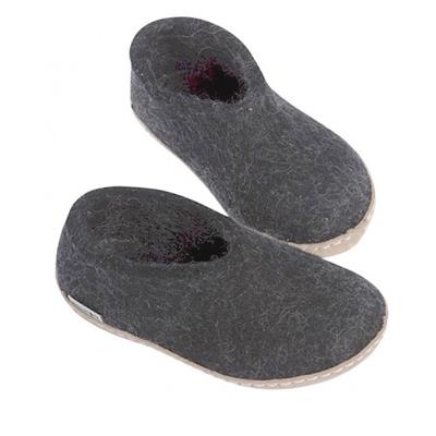 Chaussons en laine gris foncé AA02