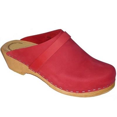 sabots en nubuck rouge