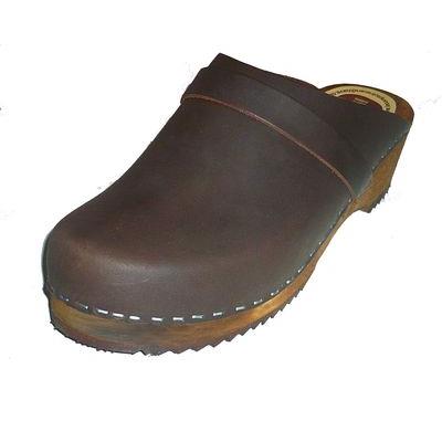 Sabot, cuir chocolat semelle foncée