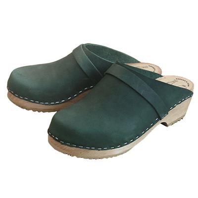 Sabots cuir ciré vert 