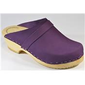 violet nubuck clogs