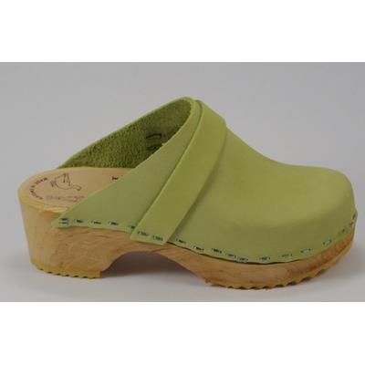 sabots en cuir nubuck anis