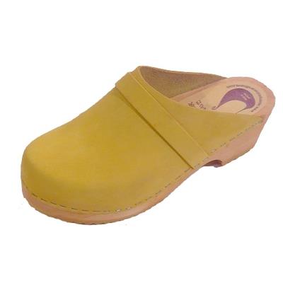 sabot en cuir nubuck poussin