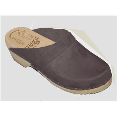 brown velvet clog