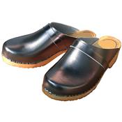 Tin metalized leather clogs