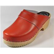 Sabots cuir rouge