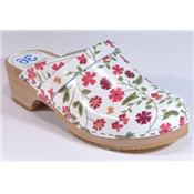 red flowers clogs