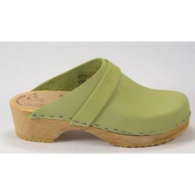 sabot en cuir nubuck anis