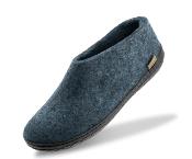 Chausson ANAïS bleu semelle en gomme noire 