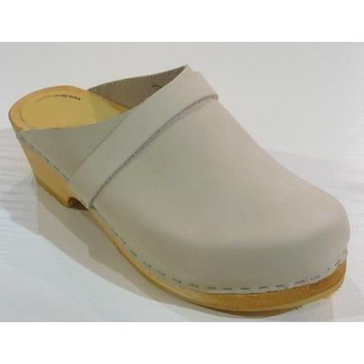 linen nubuck clogs