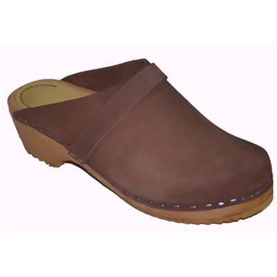 Sabot cuir nubuck noisette